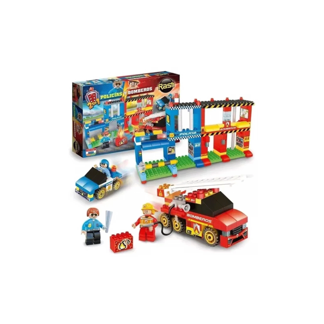 Rasti Policias y Bomberos 2 en 1 130 Piezas