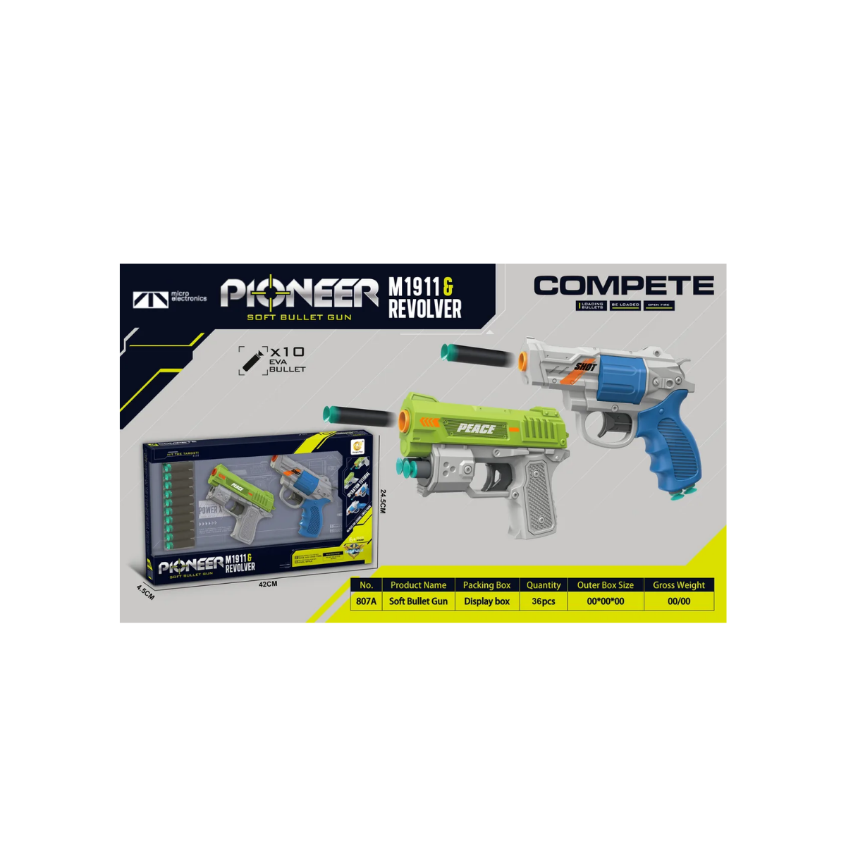 Set de Pistolas de Dardos EVA M1911 y Revólver