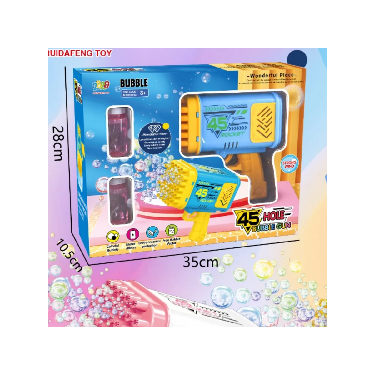 Bazooka de Burbujas con 45 Huecos Azul