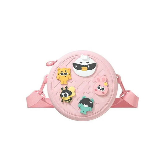 Bolso Redondo de EVA con Pines Rosa