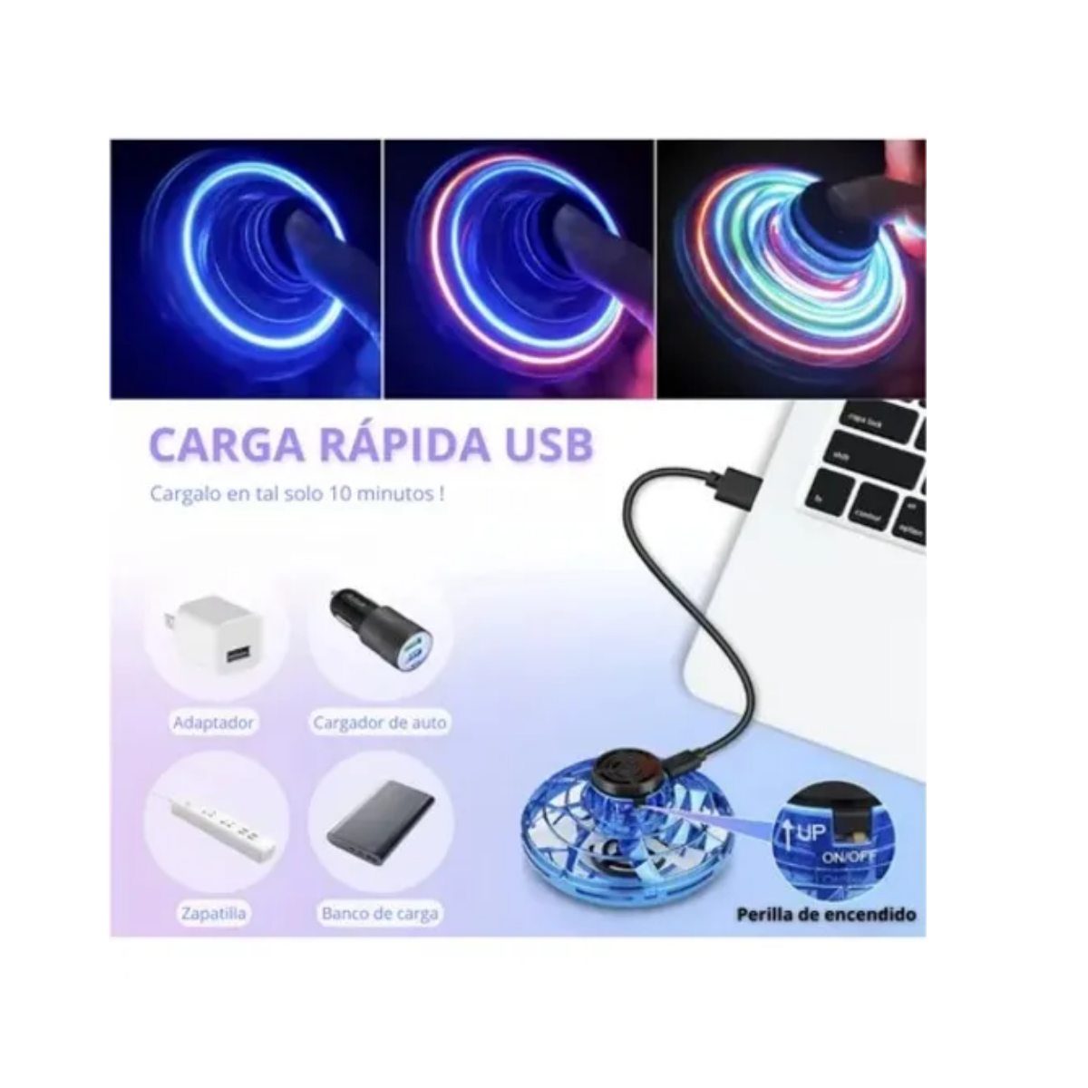 Mini Drone Giratorio 360° con Luces LED – Rojo