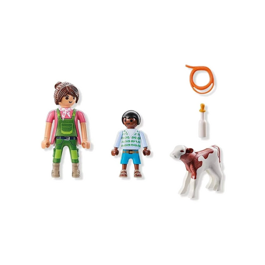 Playmobil Duo Pack Granjero Con Ternero