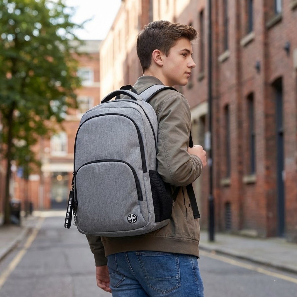 Mochila Estilo Urbana Azul y Gris 17"