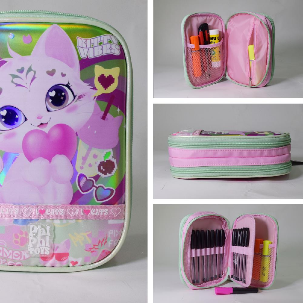 Cartuchera Tipo Libro 2 Cierres Gatito