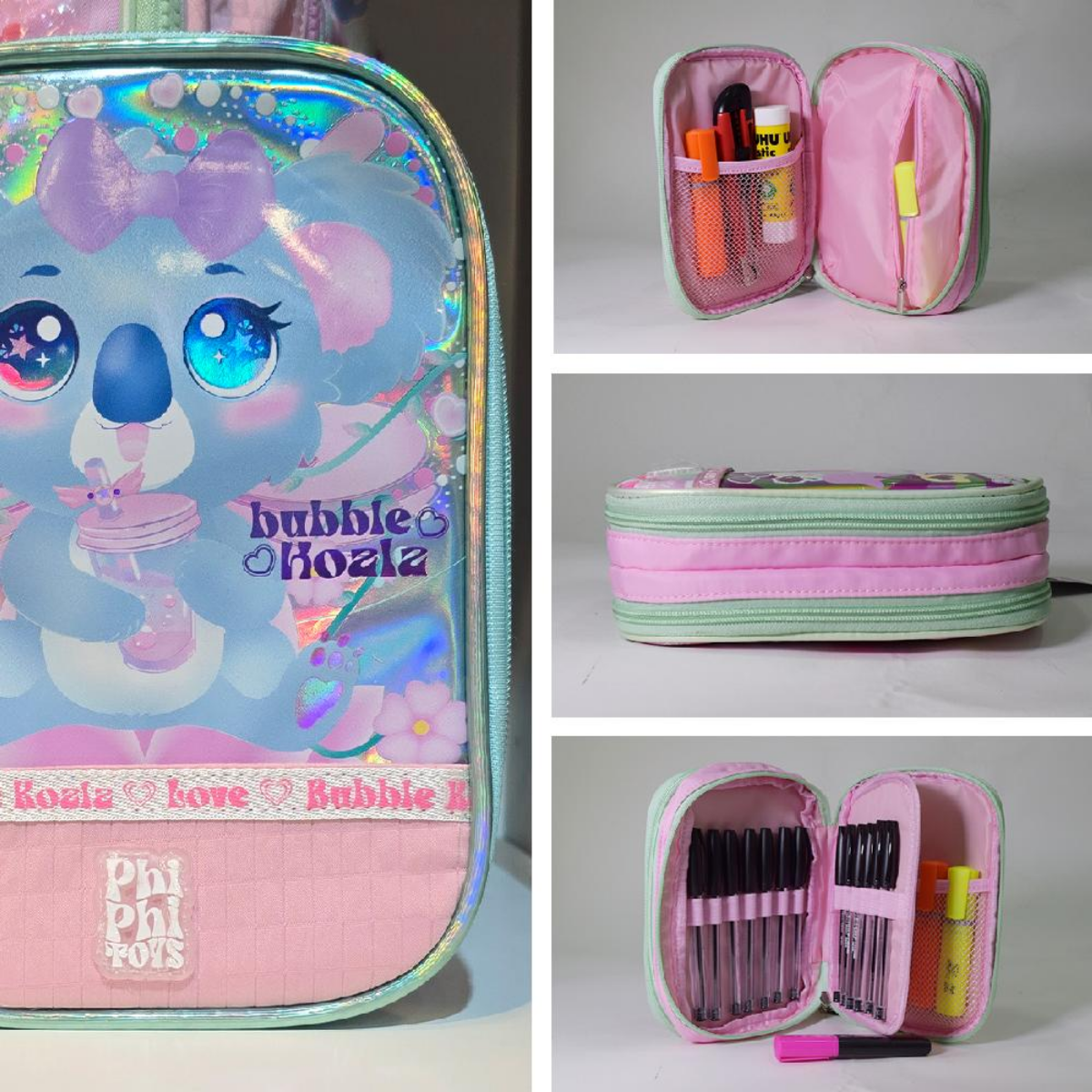 Cartuchera Tipo Libro 2 Cierres Koala Bubble