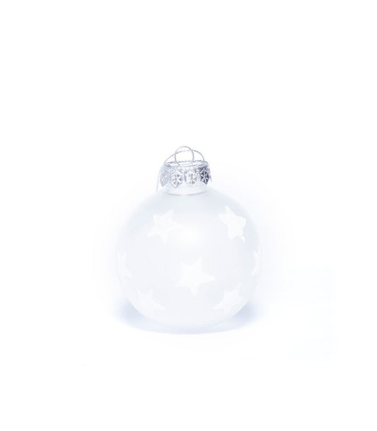 Bola Transparente Plateado Con Estrellas 8 Cm