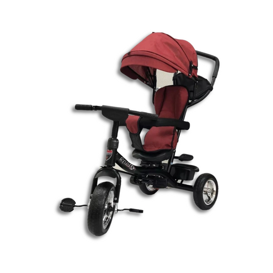 Triciclo Rojo 360°  Con Capota y Manija Direccional