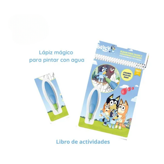 Libro Colorear Pinta Facil Agua Wow Mágico Bluey Tapimovil