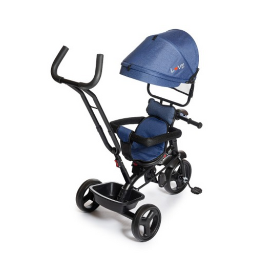 Triciclo Giro 360° Azul Con Música Y Luz Love Baby First