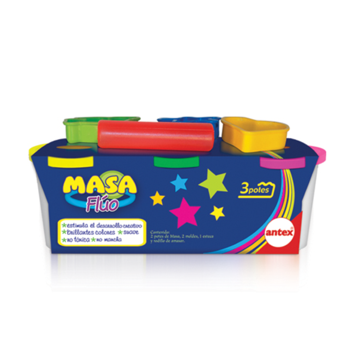 Juego de Masa Pote Fluo x3 Antex