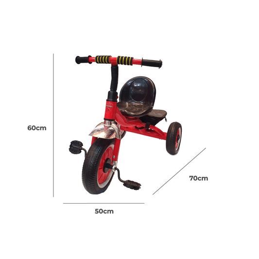Triciclo Infantil Reforzado Rueda Maciza Canasto Bebe Niños- ROJO
