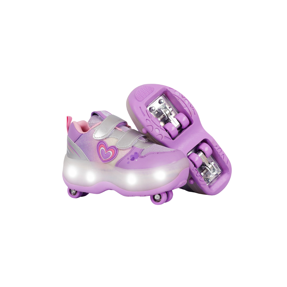Zapatillas Patines Con Luz 2 Roll Love Lila Footy