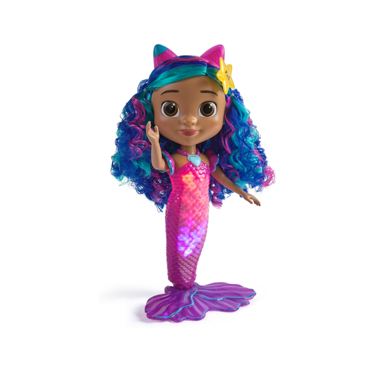 Gabby’s Dollhouse Figura Sirena Sing & Shine 35 cm (Luz, Sonido y Cola que Cambia de Color)