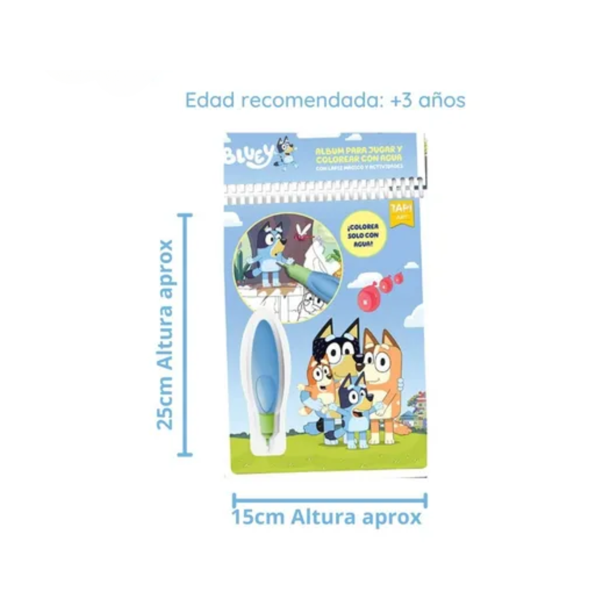 Libro Colorear Pinta Facil Agua Wow Mágico Bluey Tapimovil