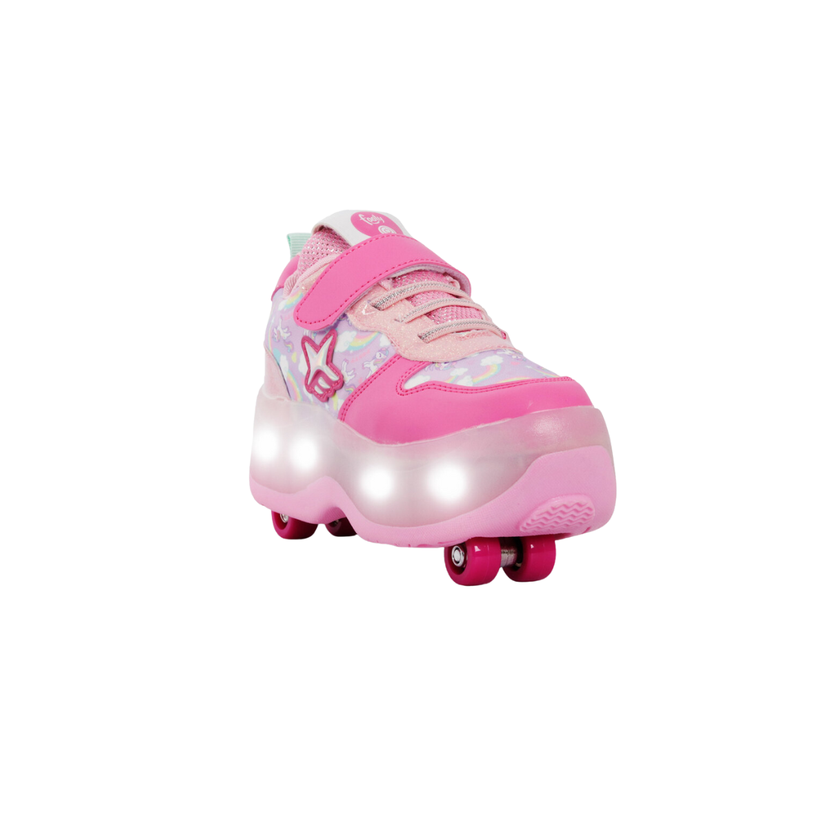 Zapatillas Patines Con Luz 2 Roll Rainbow Fucsia Footy