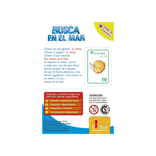 Juego de Cartas Busca En El Mar Bontus