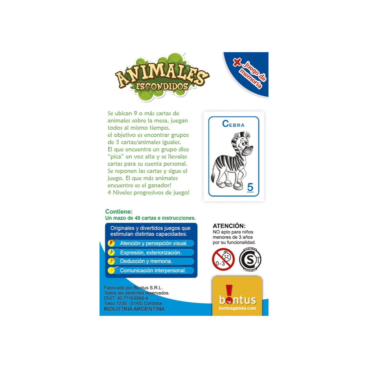 Juego de Cartas Animales Escondidos Bontus