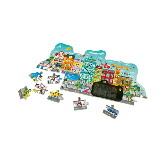 Puzzle Rompecabezas Animado De Ciudad Visor 50 Piezas Hape Alparamis