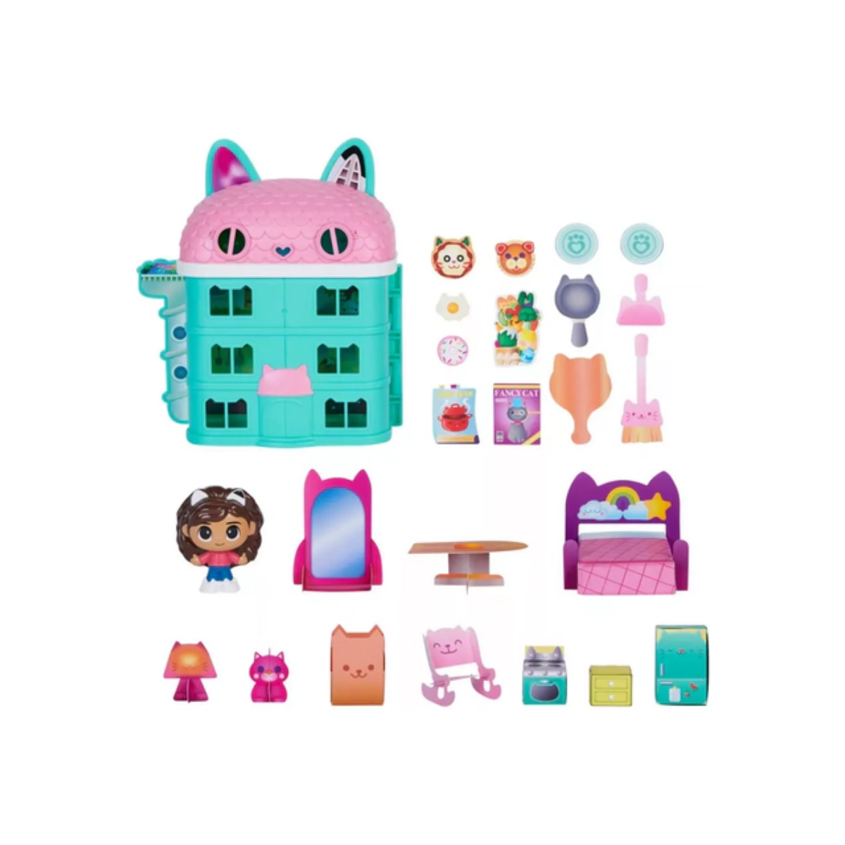 Gabby’s Dollhouse Mini Casa de Juego Portátil 22 cm con Accesorios y Stickers