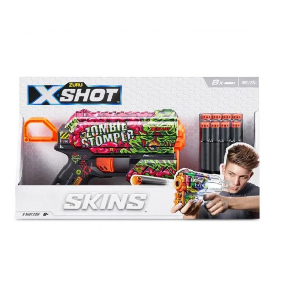 Pistola Lanzadardos X-Shot Skins Flux 8 Darts Zombie Stomper
