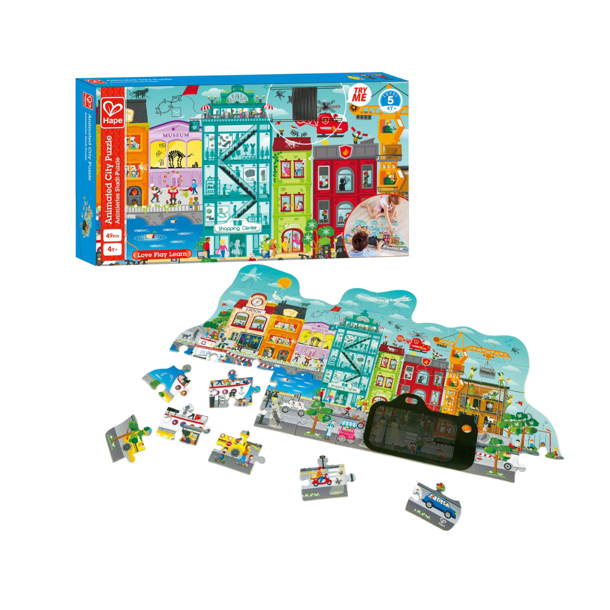 Puzzle Rompecabezas Animado De Ciudad Visor 50 Piezas Hape Alparamis