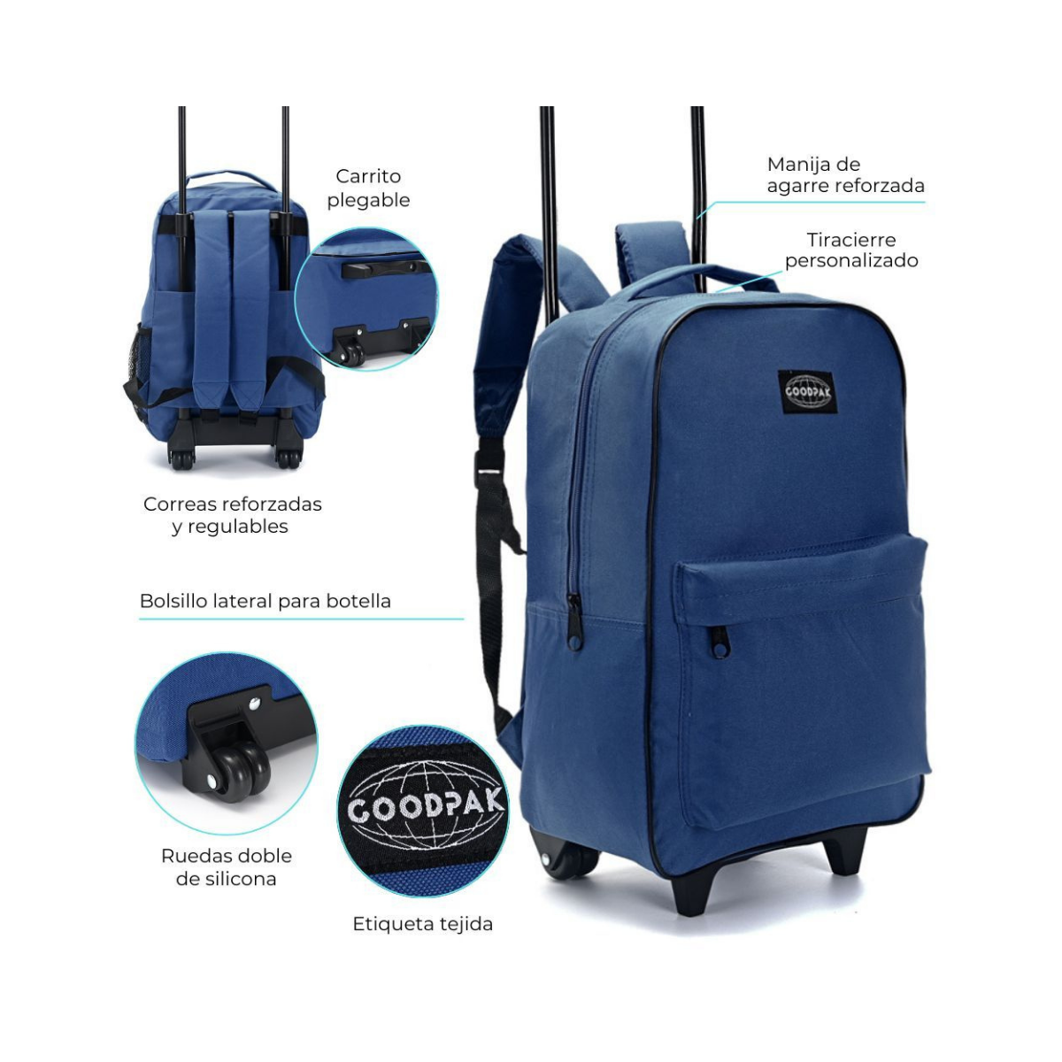 Mochila con Carro GoodPak Marino 17” Escolar