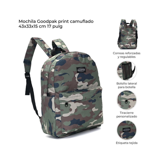 Mochila GoodPak Print Camuflada 17” Escolar