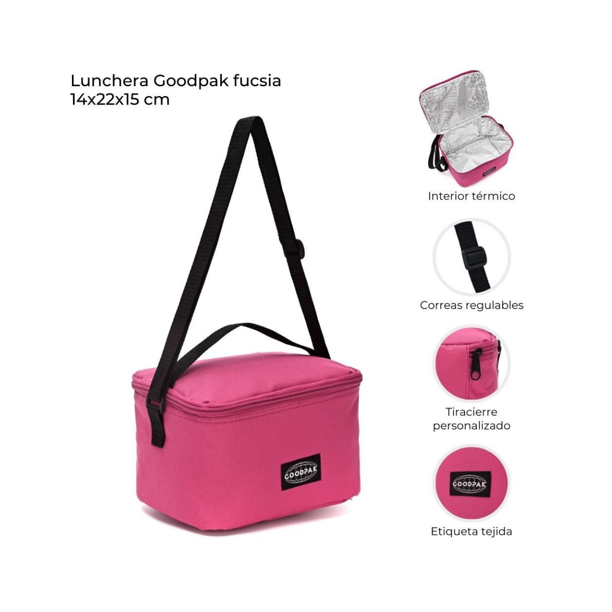 Lunchera GoodPak Fucsia Escolar 14x22x15 cm
