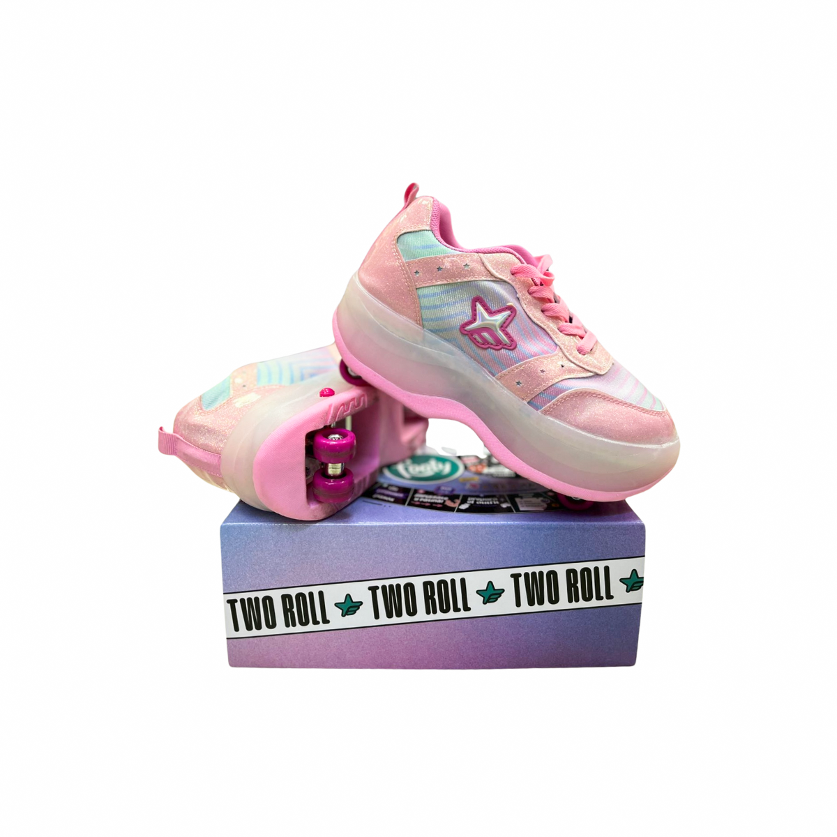 Zapatillas Patines Con Luz 2 Roll Cool Rosa Footy