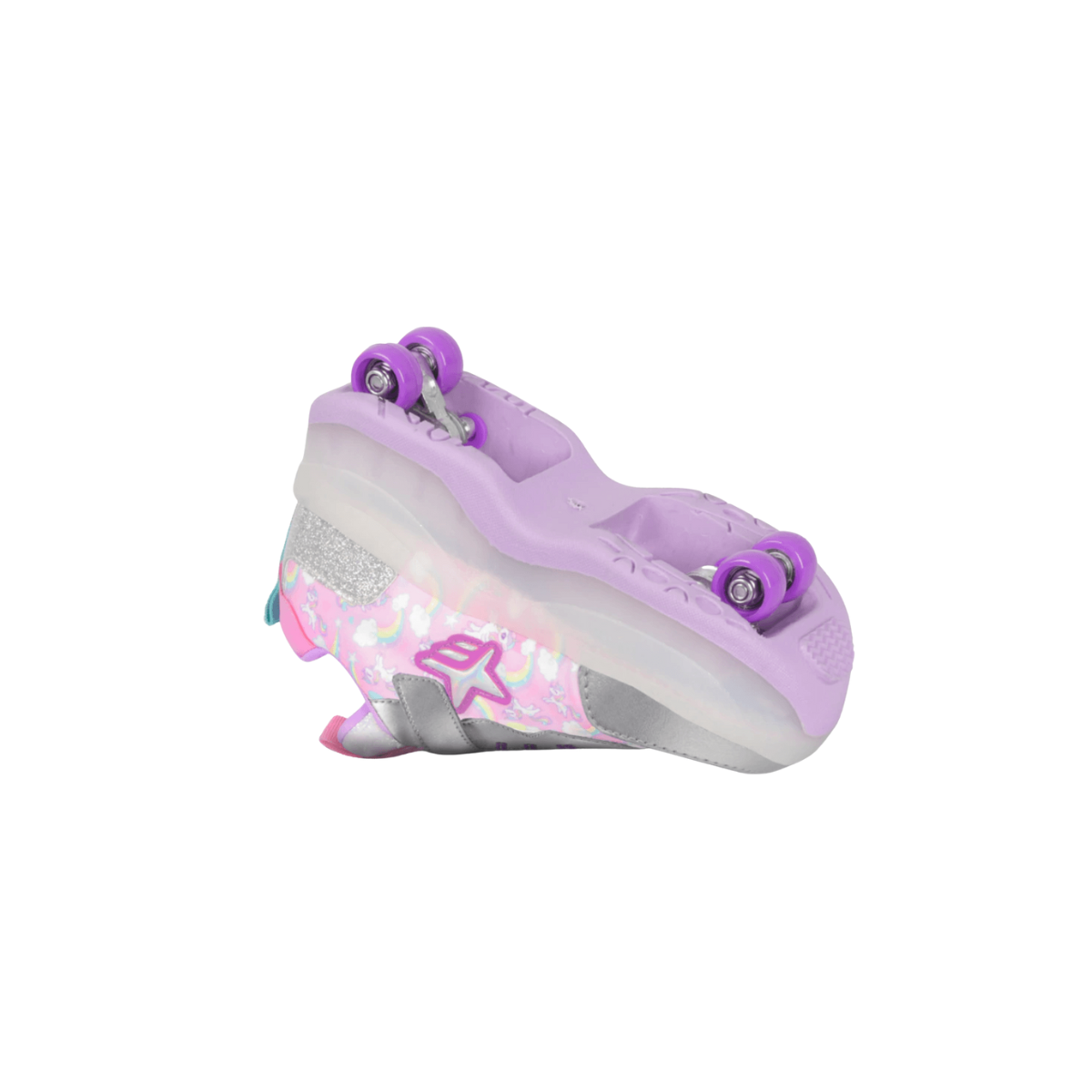 Zapatillas Patines Con Luz 2 Roll Rainbow Plata Footy