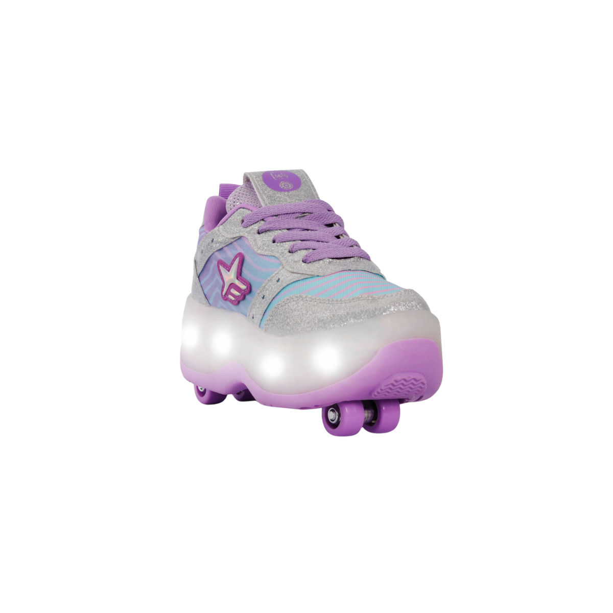 Zapatillas Patines Con Luz 2 Roll Cool Plata Footy