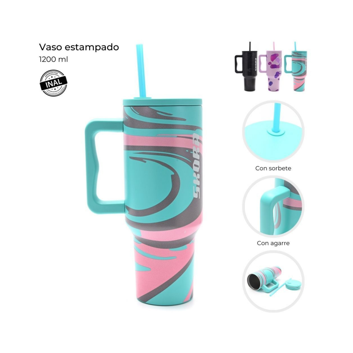 Vaso Térmico Skora Estampado 1200 ml con Sorbete
