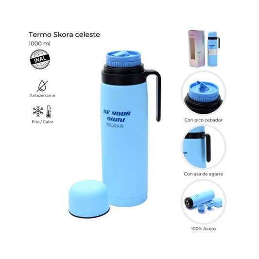 Termo Skora Smile 1000 ml Acero Inoxidable - Celeste