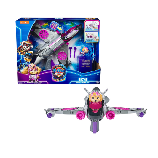 Vehículo Con Figura Mighty Movie Transforming Jet Skye Paw Patrol Vulcanita