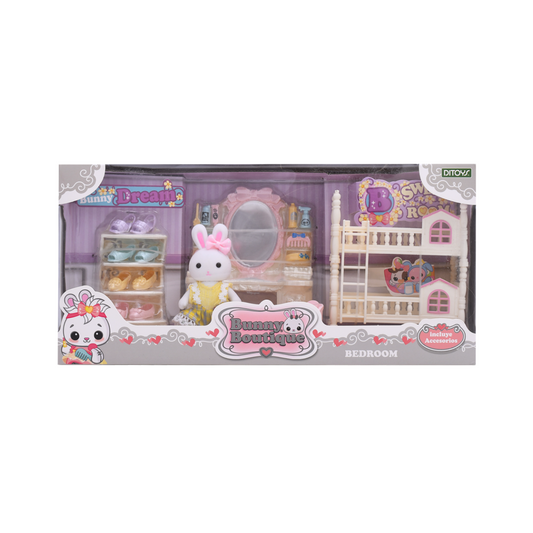 Set Figura Conejo Con Accesorios Bunny Boutique Bed Room Ditoys