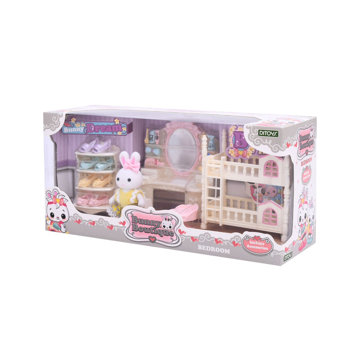 Set Figura Conejo Con Accesorios Bunny Boutique Bed Room Ditoys
