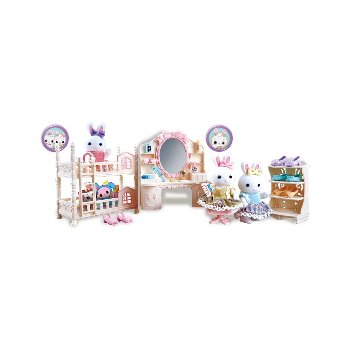 Set Figura Conejo Con Accesorios Bunny Boutique Bed Room Ditoys
