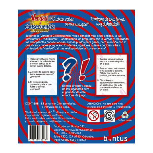 Juego de Cartas Verdad O Consecuencia Bontus