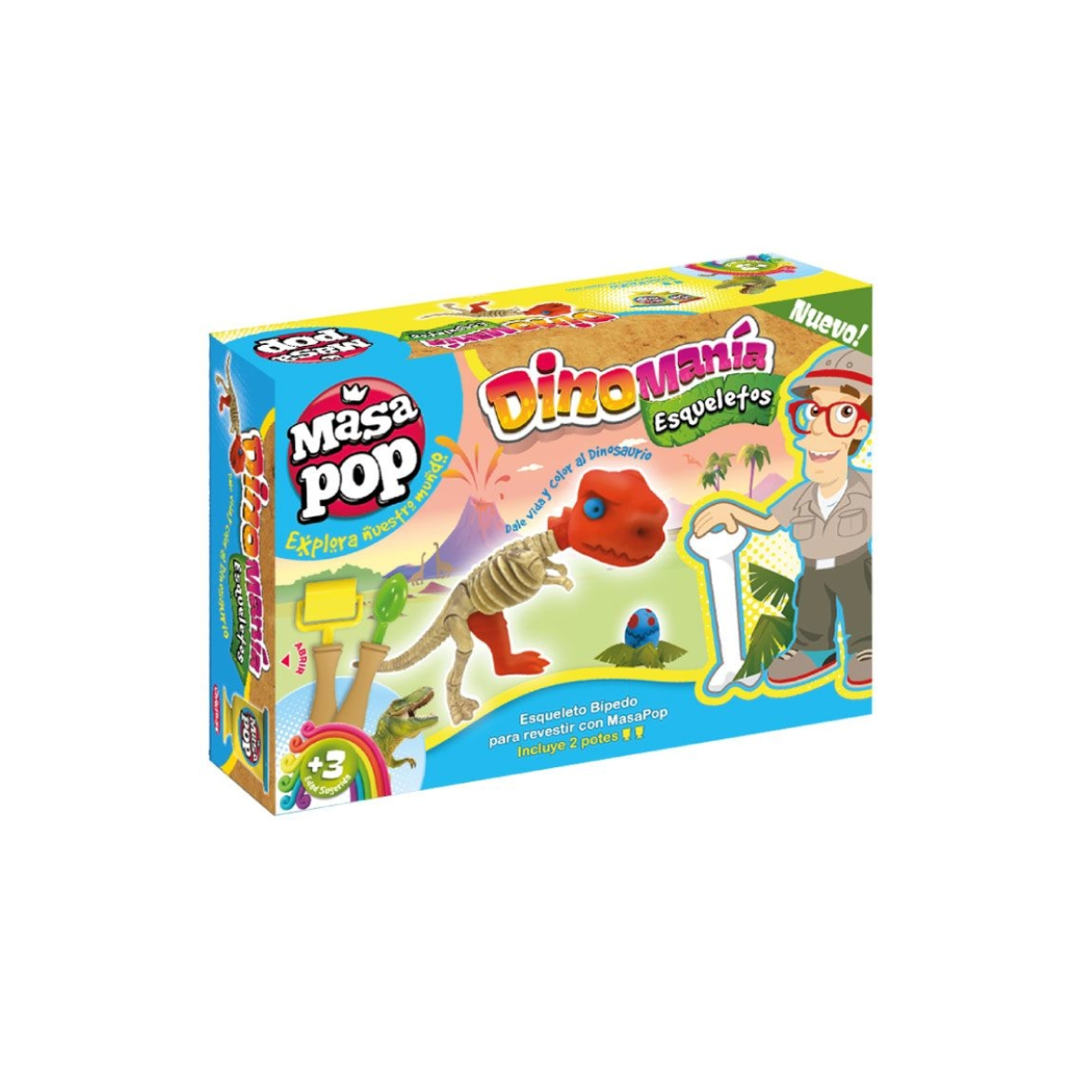Juego De Masas Masapop Dinomanía Esqueletos Cuadrúpedo Chikitoys