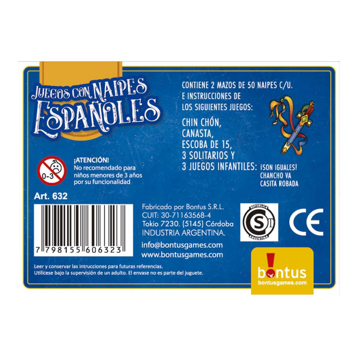 Juego de Cartas Juegos Con Naipes Españoles Bontus