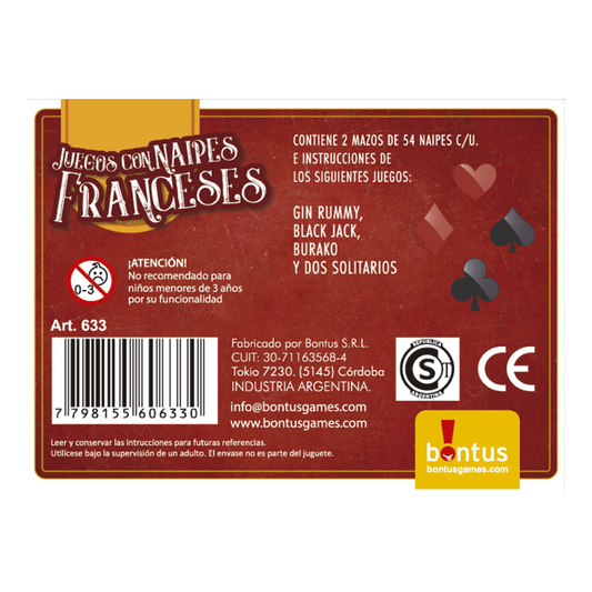 Juego de Cartas Juego Con Naipes Franceses Bontus