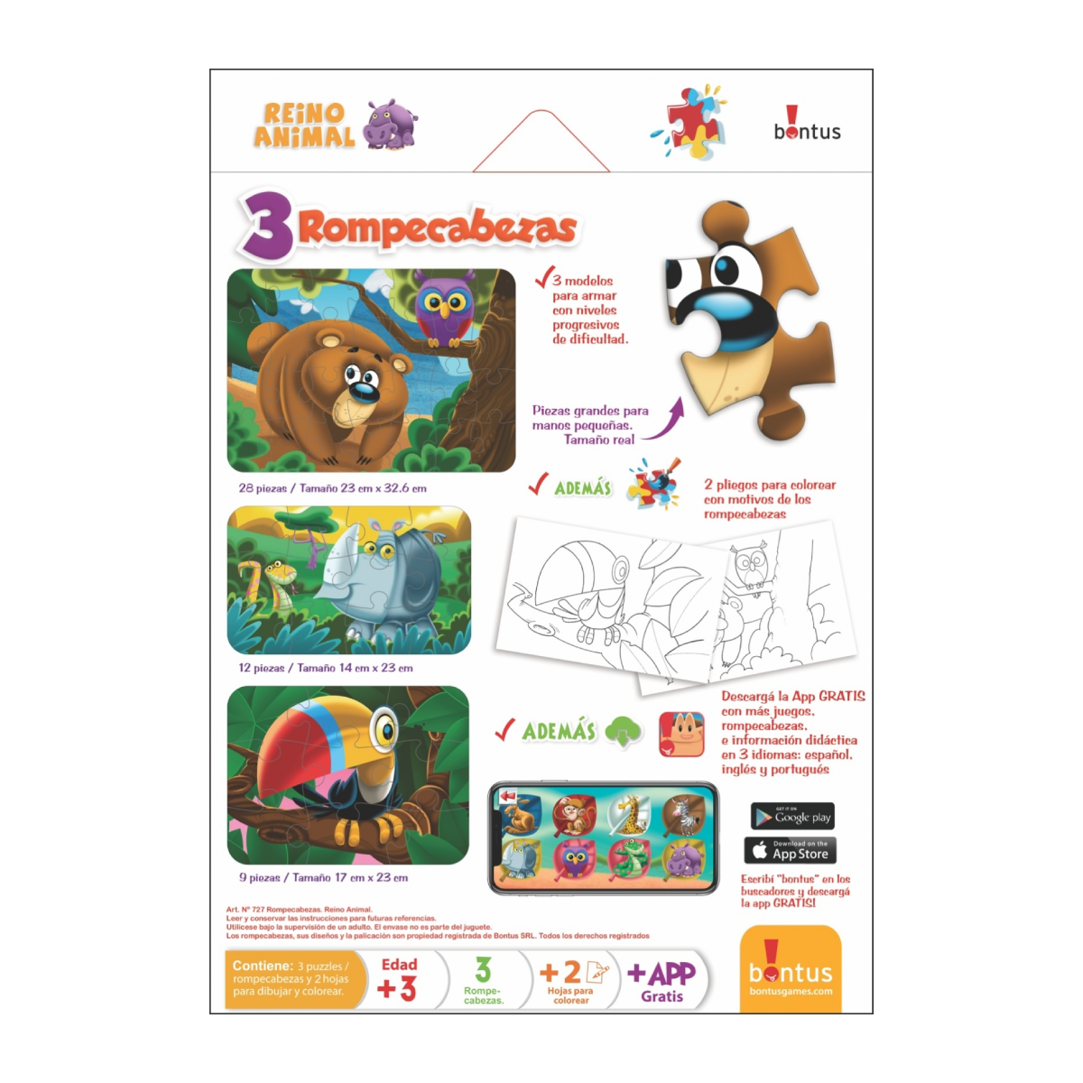 Rompecabezas Reino Animal Bontus