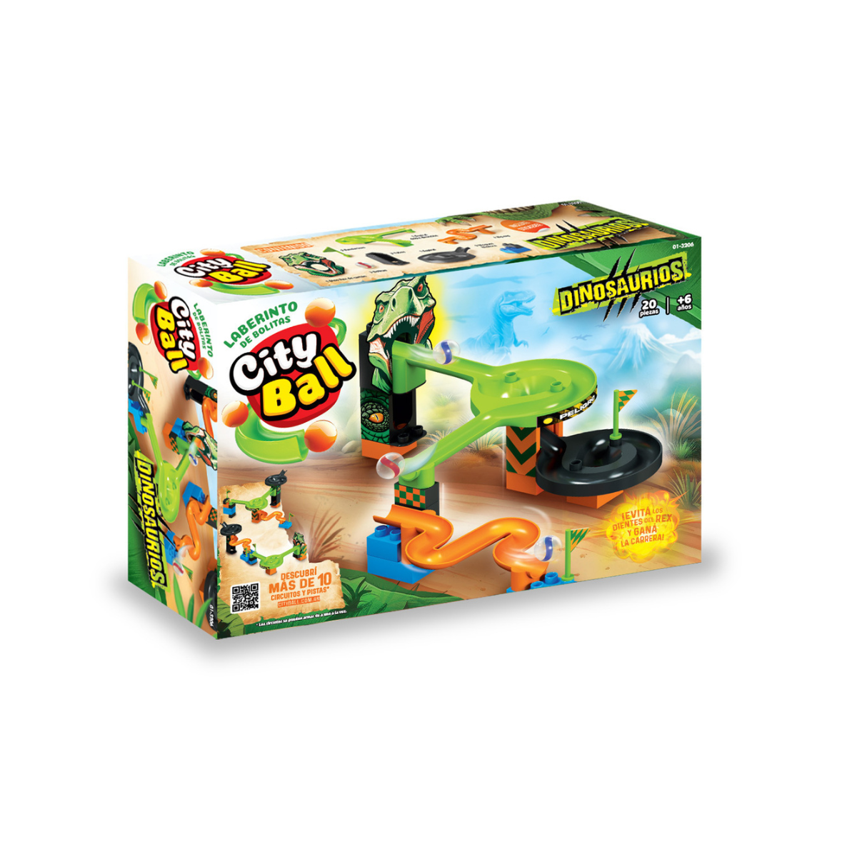 Laberinto De Bolitas 20 Piezas Dinosaurio T-Rex City Ball