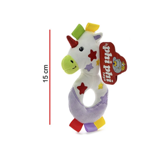 Sonajero Peluche Unicornio Con Cascabel 15cm