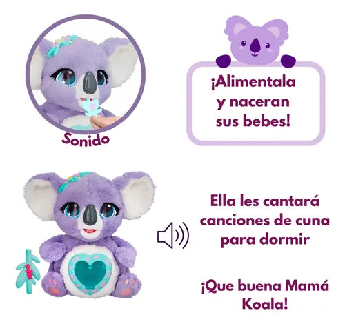 Peluche Koala Mama C/ Bebes Luz Sonido Interactivo Club Petz