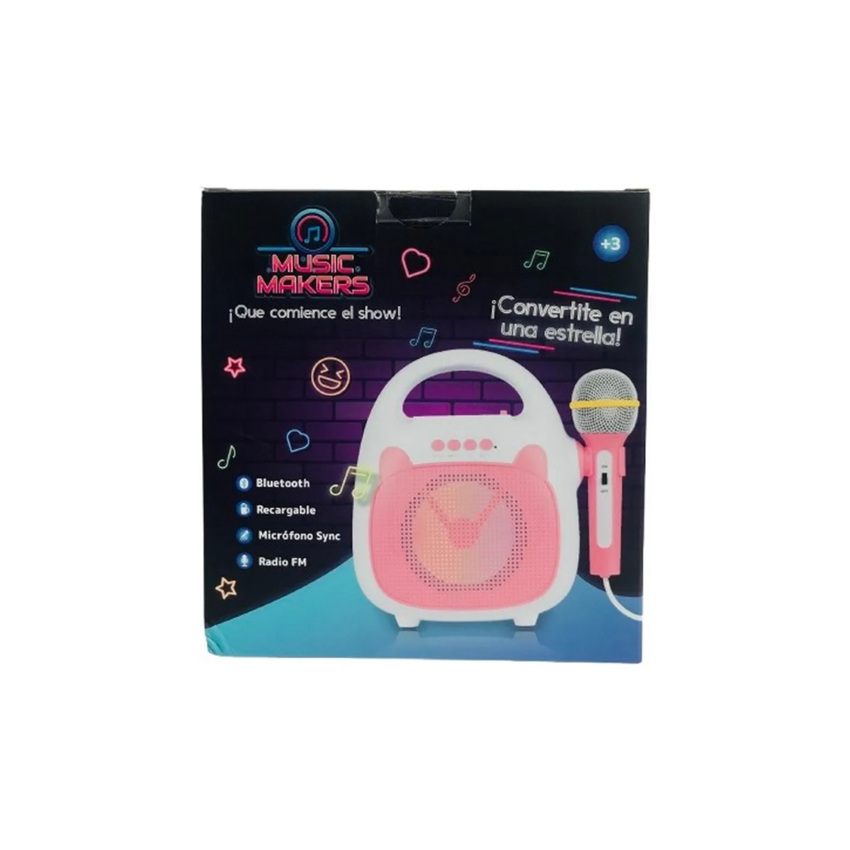 Parlante Con Microfono Rosa