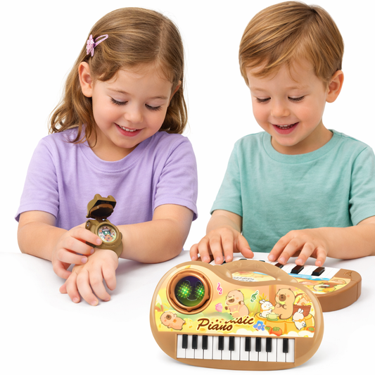 Set 2 en 1 Pianito Musical + Reloj con Proyecciones Capy