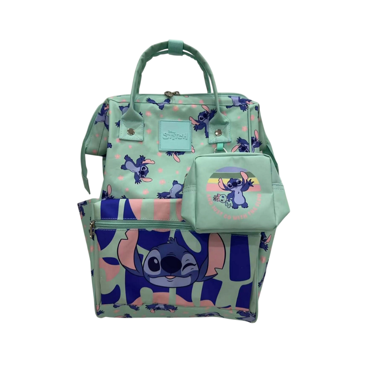 Mochila Escolar Lilo & Stitch Verde Y Azul