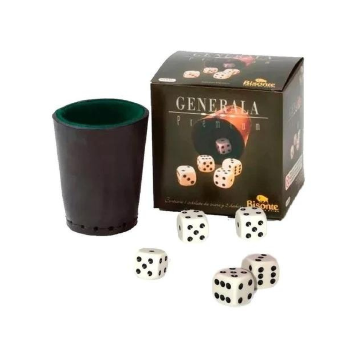 Juego De Mesa Generala Premium Cubilete Cuero Bisonte