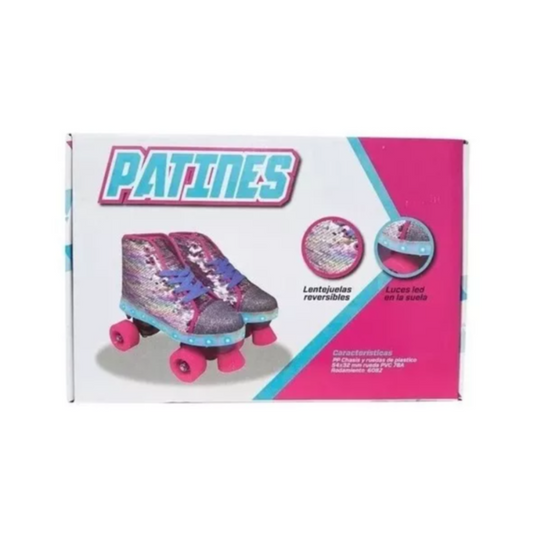 Patines Zapatillas Lentejuelas Con Luz